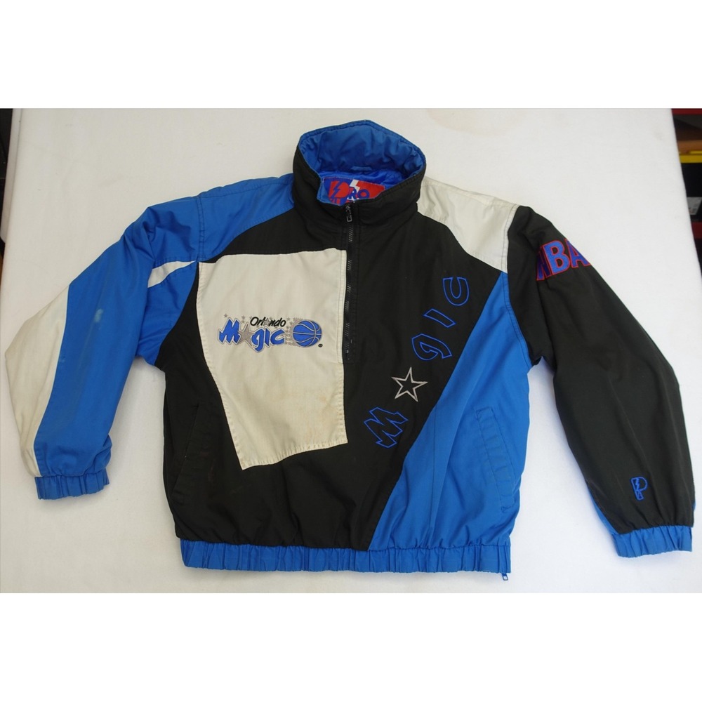 Vintage Orlando Magic Jacket Mens Black NBA Basketball Pro Layer Pullover 90s